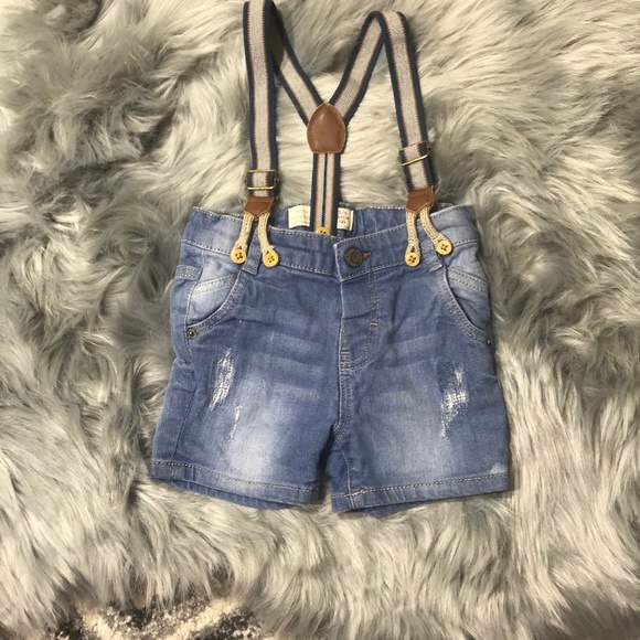 baby boy denim shorts with suspenders